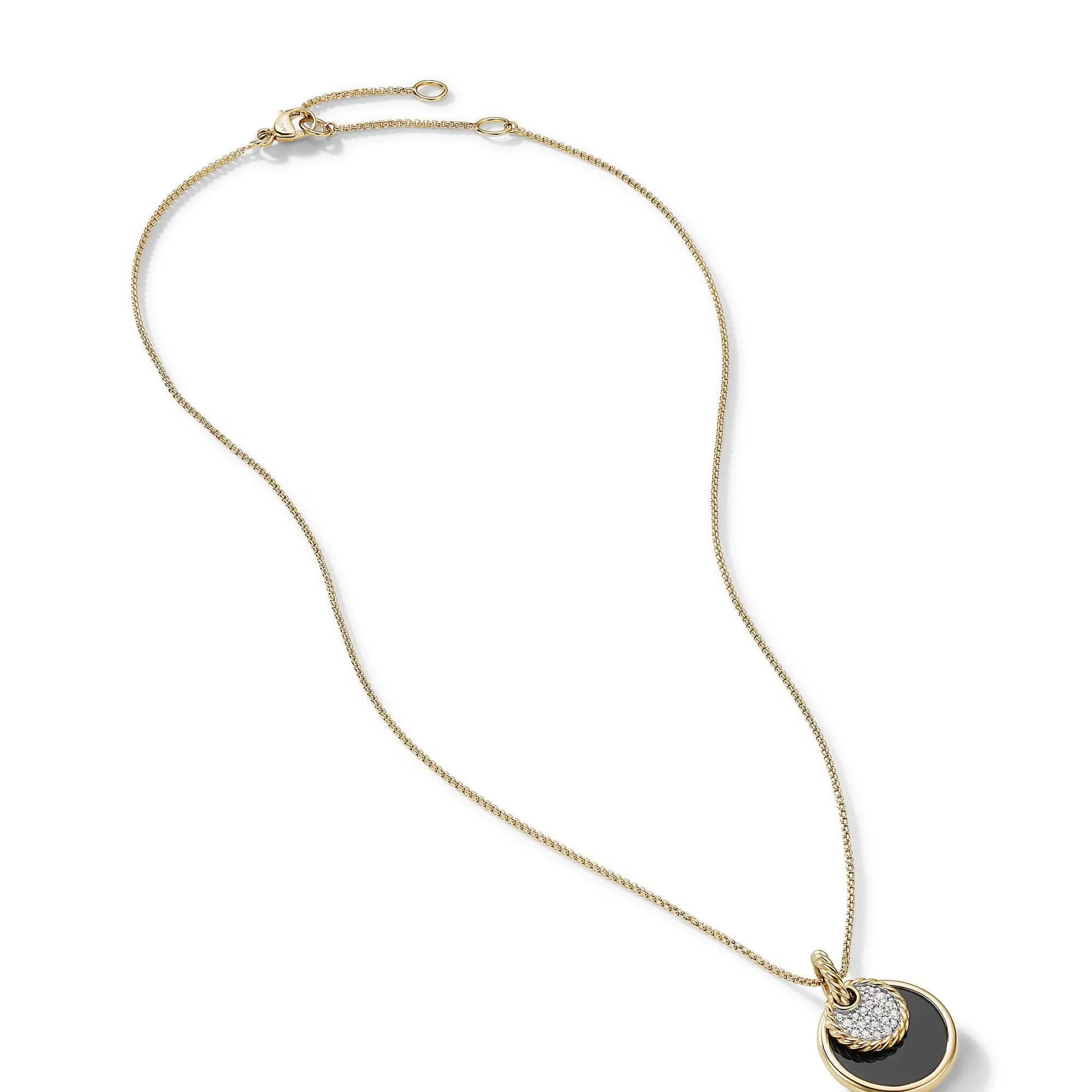 DY Elements Convertible Pendant Necklace in 18K Yellow Gold with Black Onyx and Mother of Pearl and Pavé Diamonds