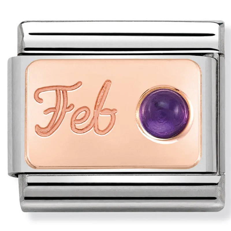 February (Amethyst) Birthstone Rose Gold Charm