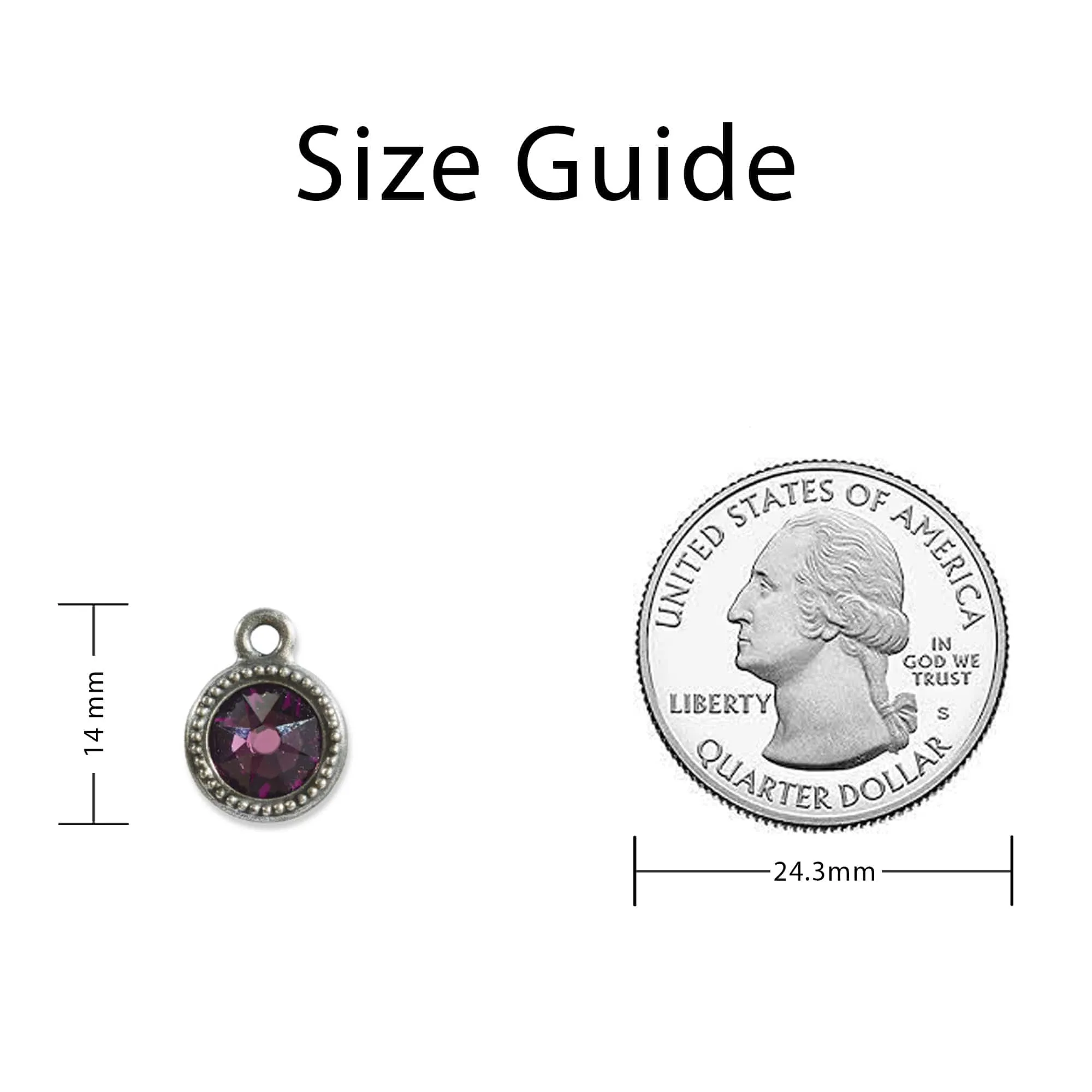 February Birthstone Amethyst Crystal Charm
