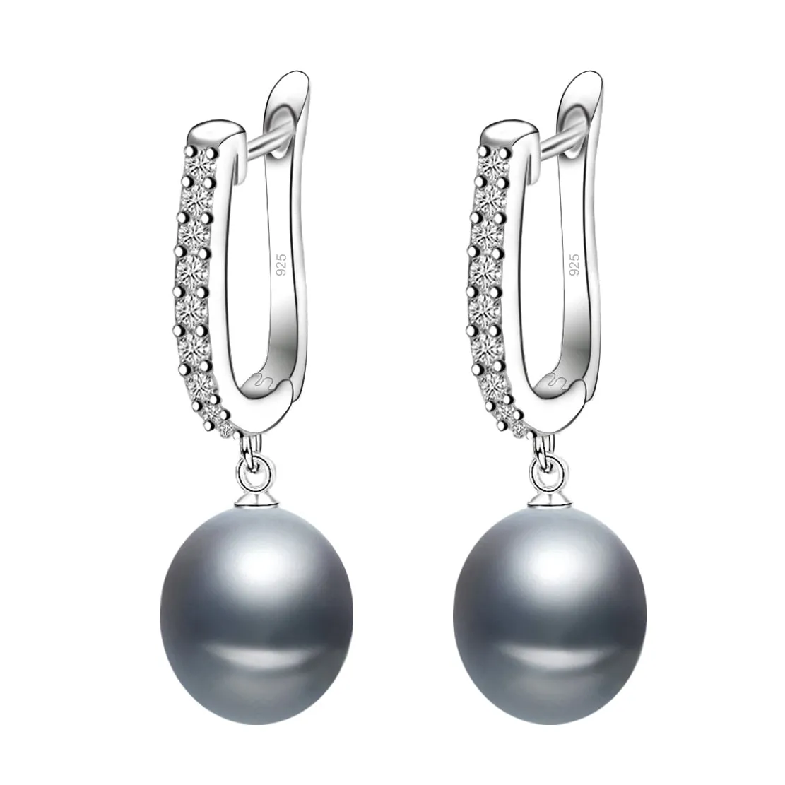 Freshwater Black Drop Pearl Earrings 925 Sterling Silver earrings