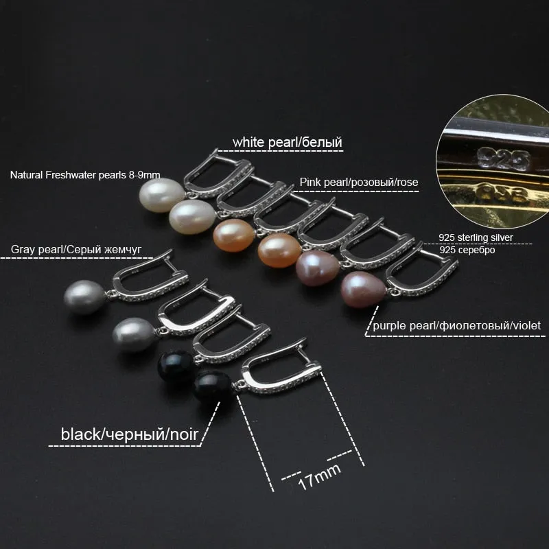 Freshwater Black Drop Pearl Earrings 925 Sterling Silver earrings