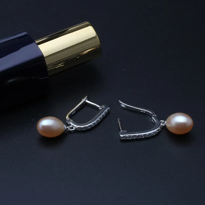 Freshwater Black Drop Pearl Earrings 925 Sterling Silver earrings