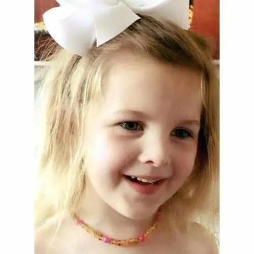 Girls Nurture Raw Unpolished Honey Pink Agate Baltic Amber Bead Necklace