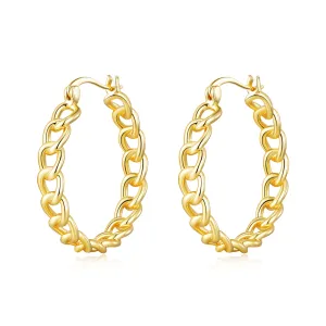 Gold Plated Link Hoop Earrings