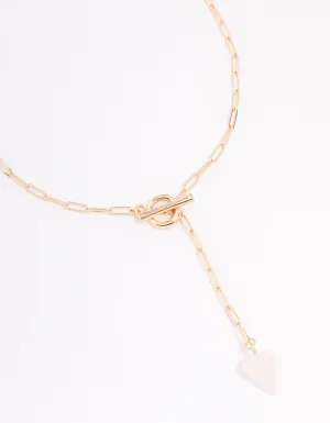 Gold Rose Quartz Charm T&O Pendant Necklace