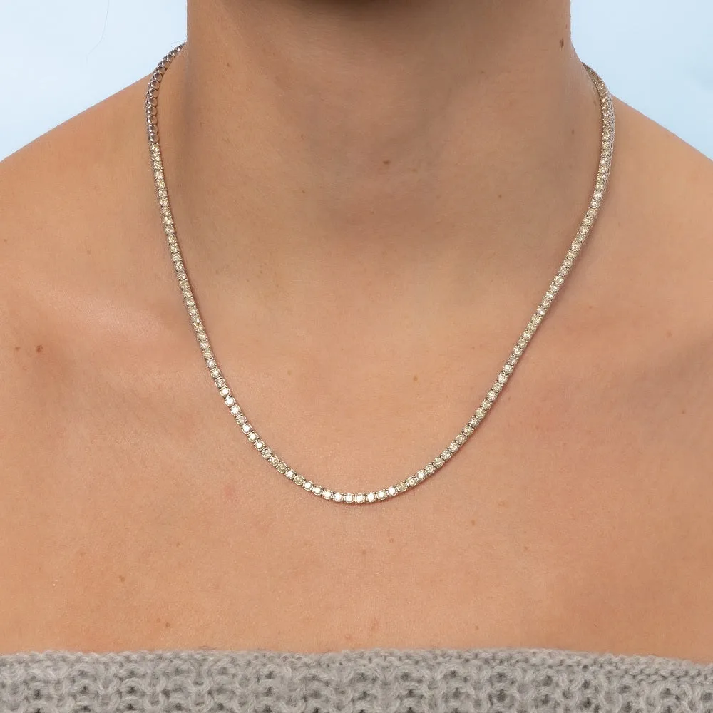 HalfWay Diamond Tennis Necklace (5.00 ct.) 2.3 mm 4-Prongs Setting in 14K Gold