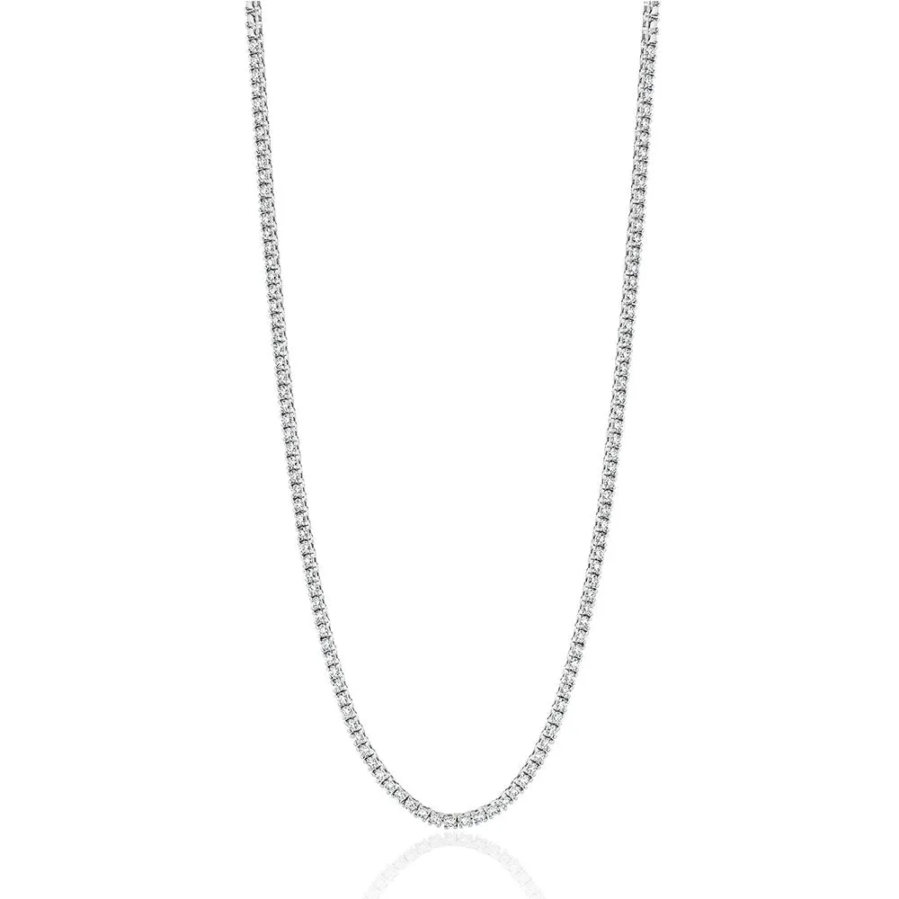 HalfWay Diamond Tennis Necklace (5.00 ct.) 2.3 mm 4-Prongs Setting in 14K Gold