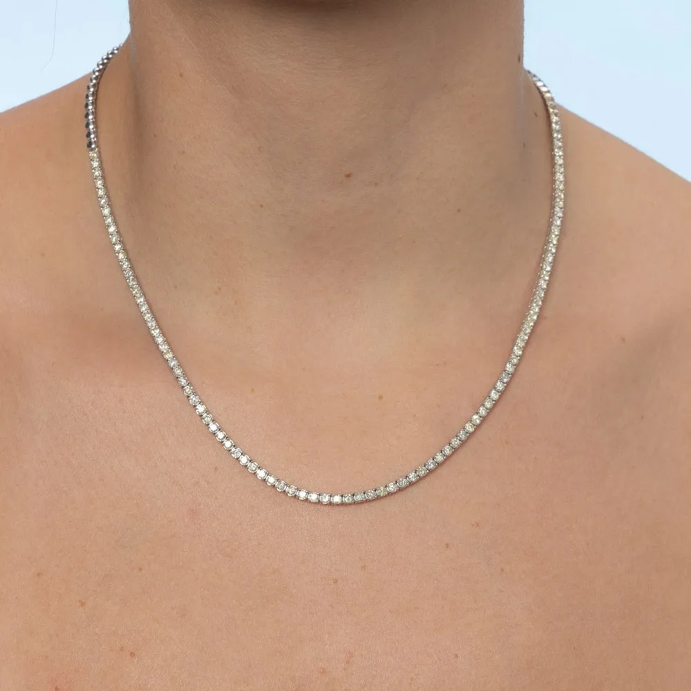 HalfWay Diamond Tennis Necklace (5.00 ct.) 2.3 mm 4-Prongs Setting in 14K Gold