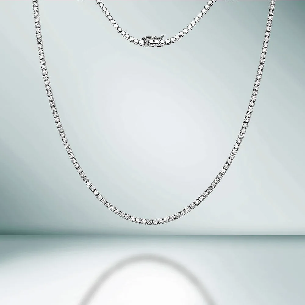 HalfWay Diamond Tennis Necklace (5.00 ct.) 2.3 mm 4-Prongs Setting in 14K Gold