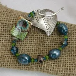 Handmade Artisan Bead Bracelet with Heart Clasp