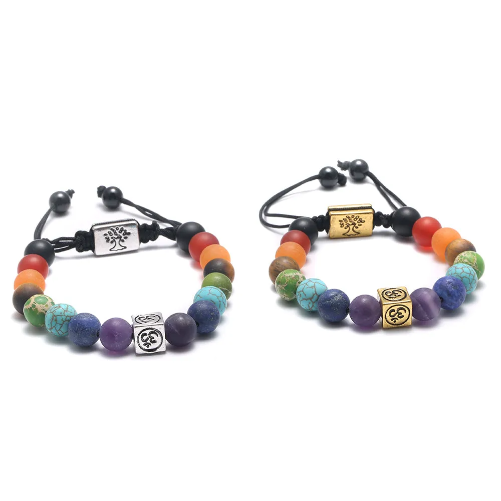 Handmade Tibetan Bracelets, Life Tree 7 Chakra Beads Reiki Buddha Prayer Natural Stone Yoga Bracelet