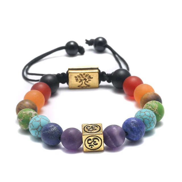 Handmade Tibetan Bracelets, Life Tree 7 Chakra Beads Reiki Buddha Prayer Natural Stone Yoga Bracelet