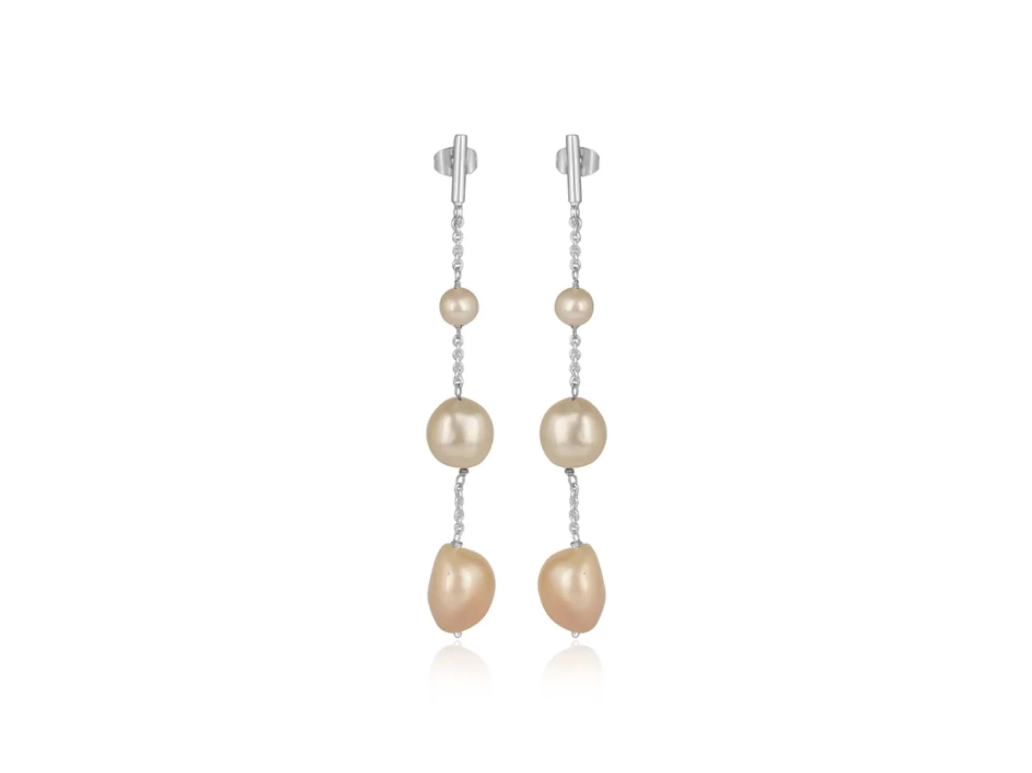 Lola Knight - Alora - Minimal Bridal Pearl Earrings - Silver