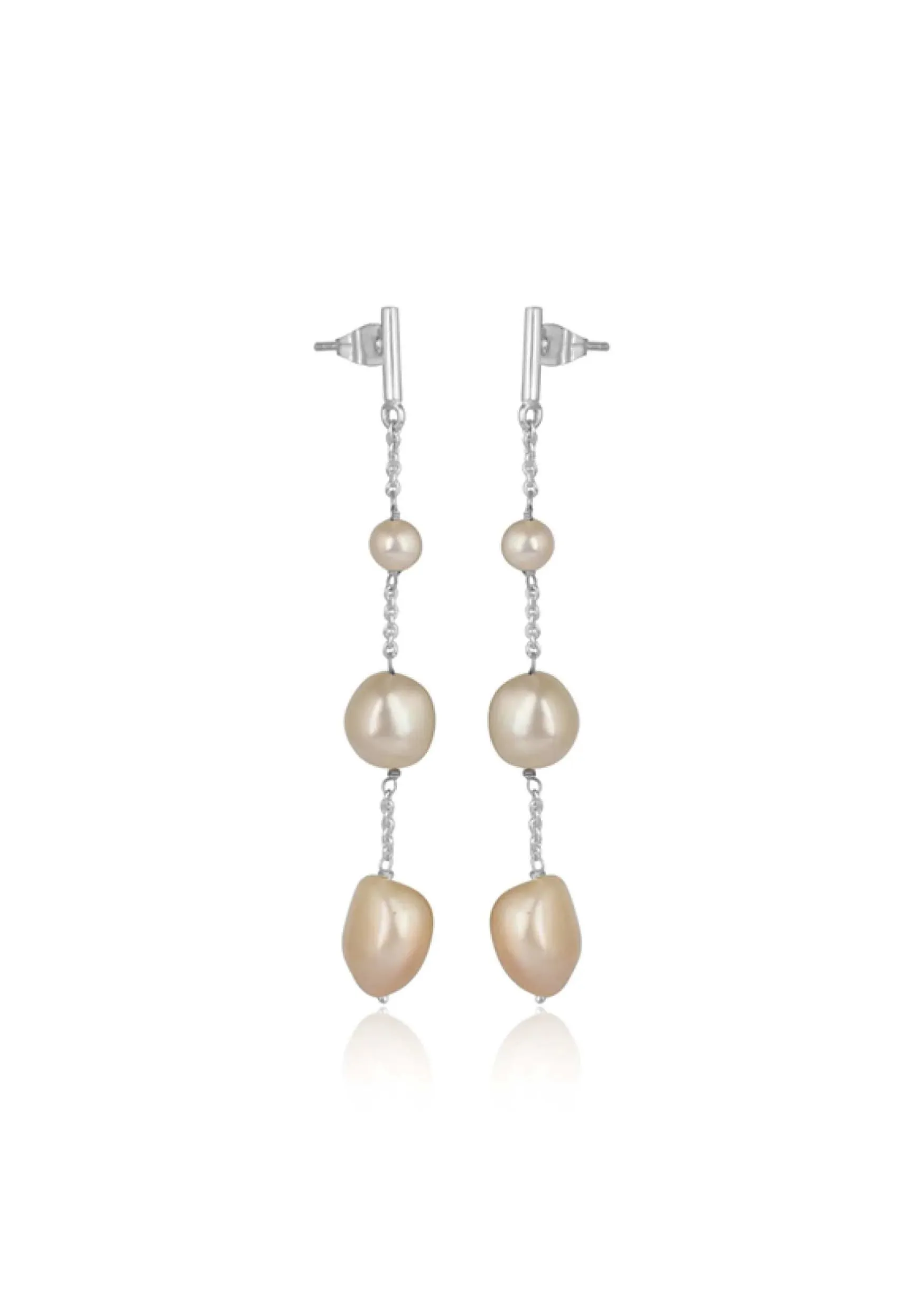 Lola Knight - Alora - Minimal Bridal Pearl Earrings - Silver