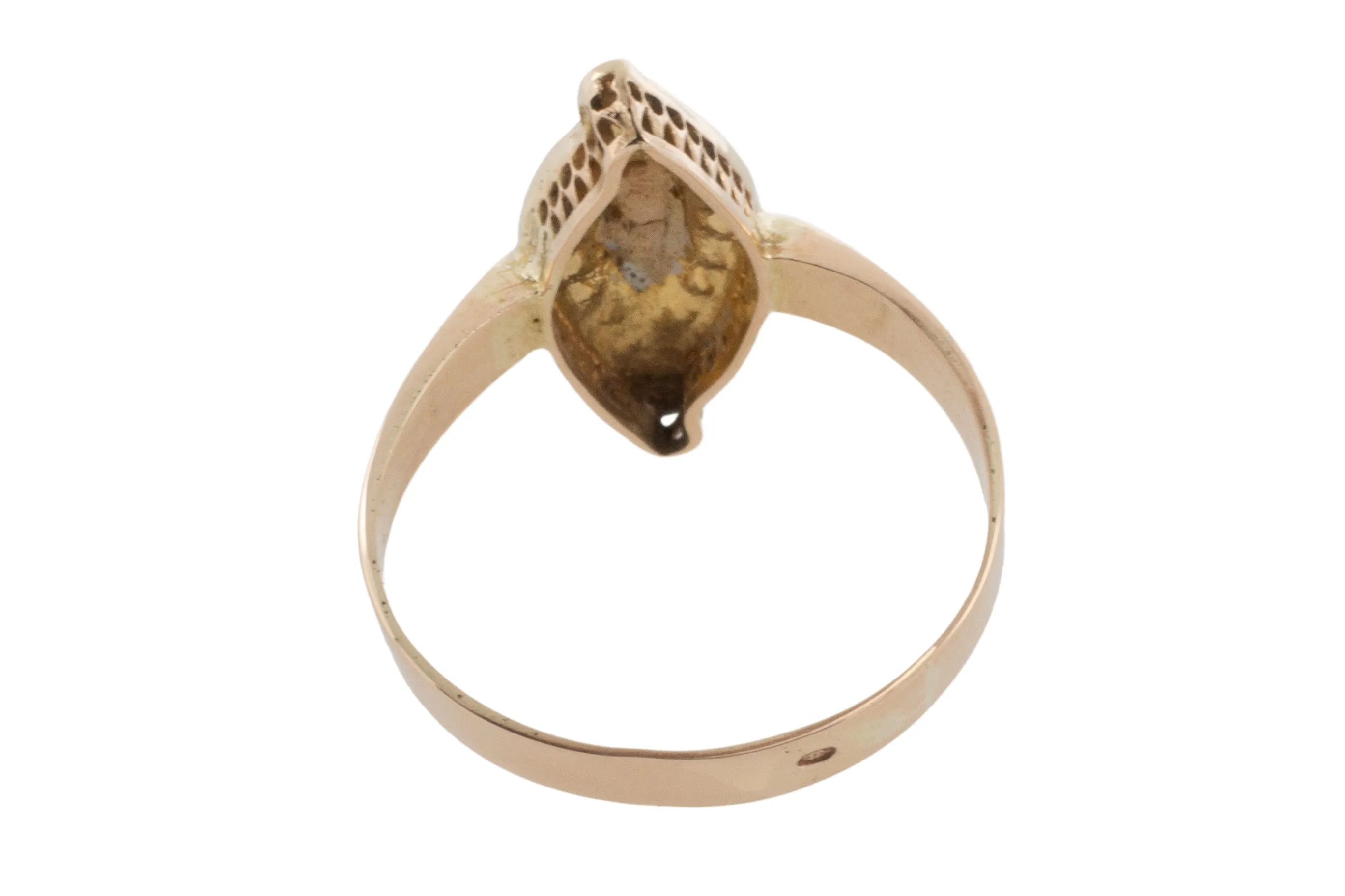 Marquise opal and seed pearl ring in 14 carat gold