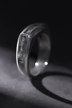 Mens Silver Meteorite Ring