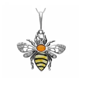 MILENA Necklace Amber and Silver Bee