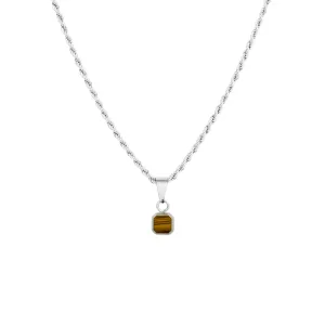 Mini Tigers Eye Pendant - Silver