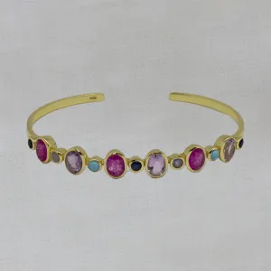 Multi-stone Gemstone Cuff Bracelet in Pinks