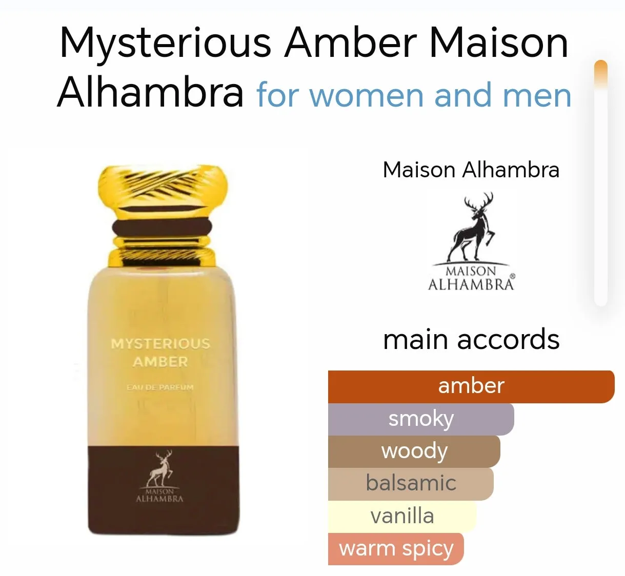 Mysterious Amber EDP 80ml Perfume by Maison Alhambra