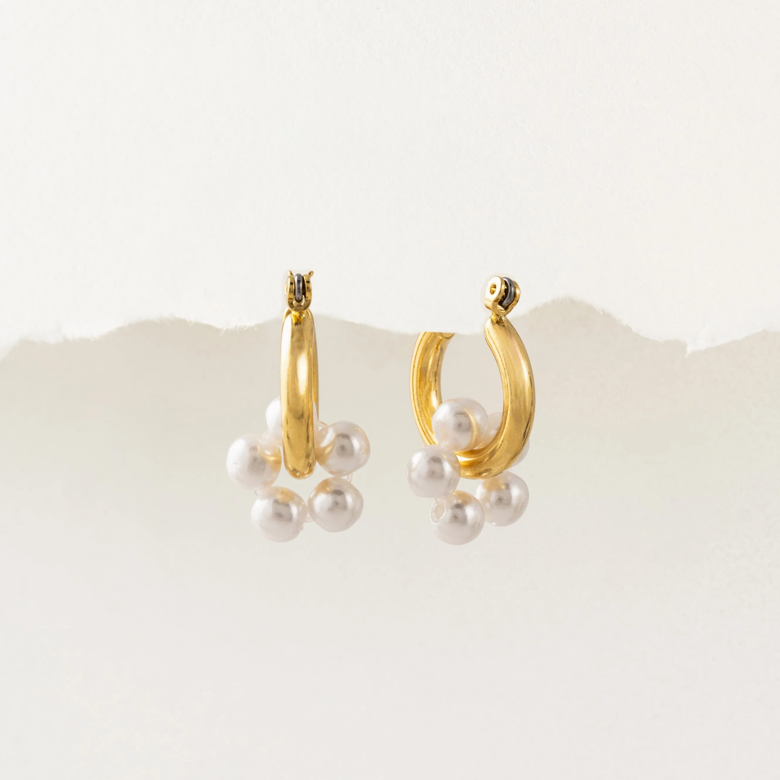 Neptune Pearl Cluster Hoop Earrings