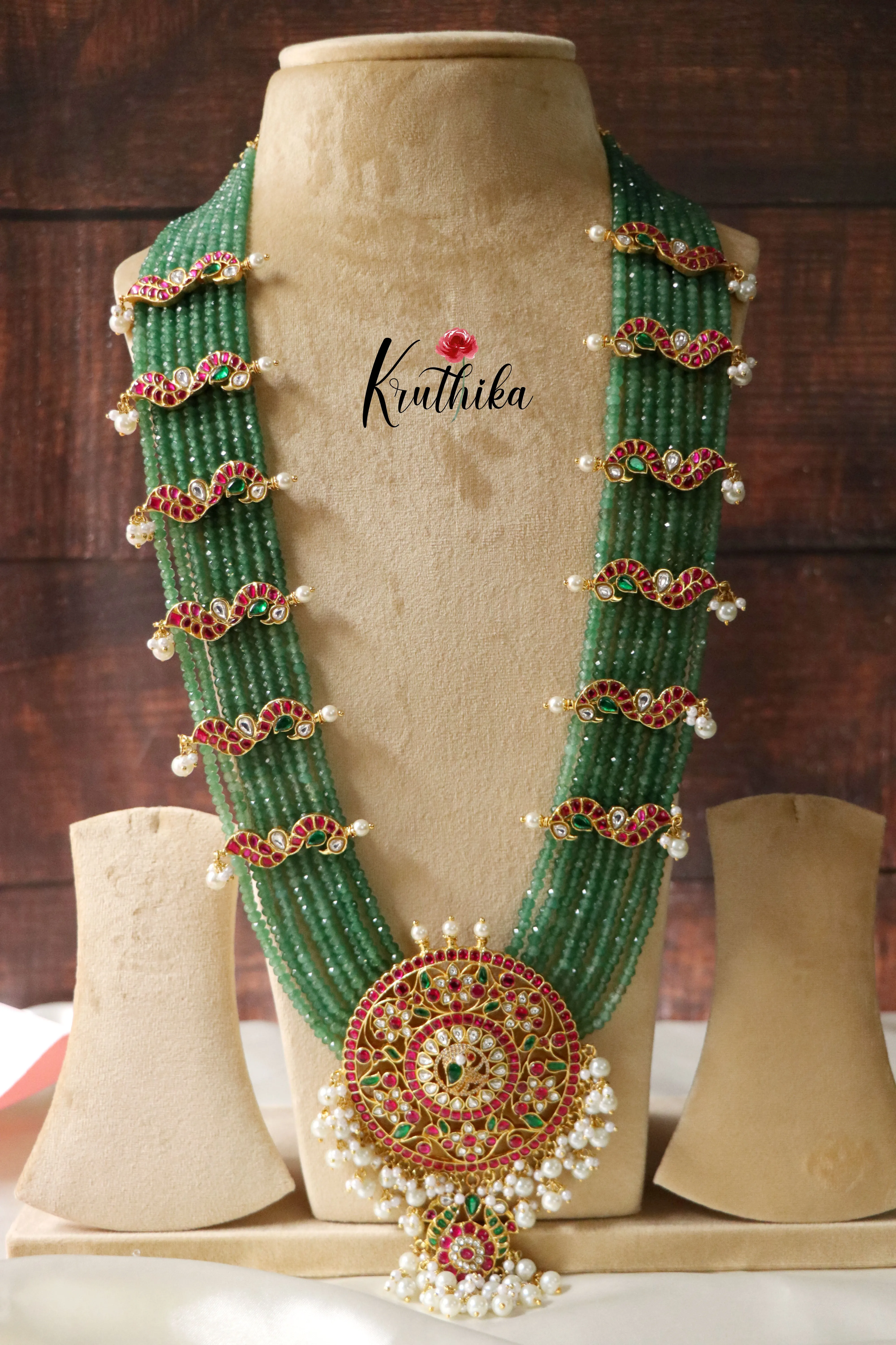 Onyx Beads Grand Jadau Haaram LH606