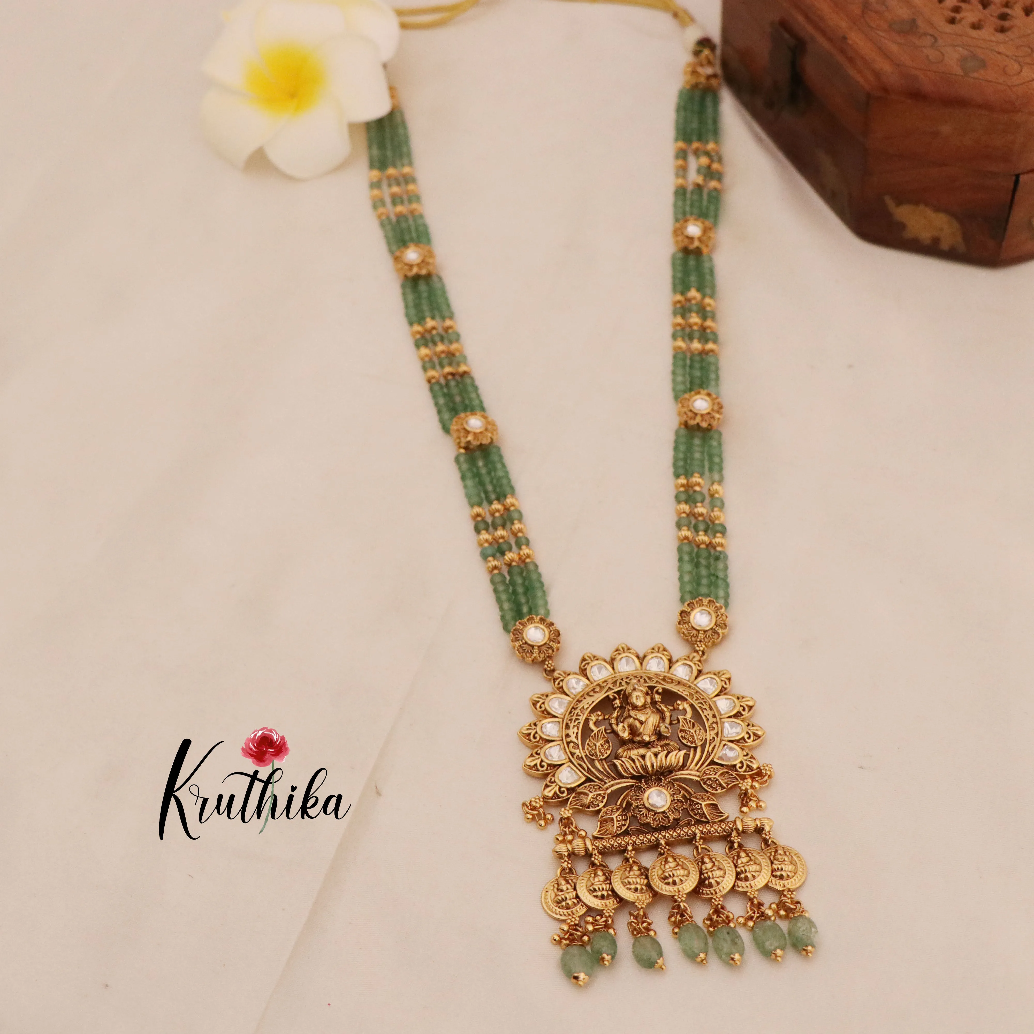Onyx Beads Nakshi Temple Haaram LH563