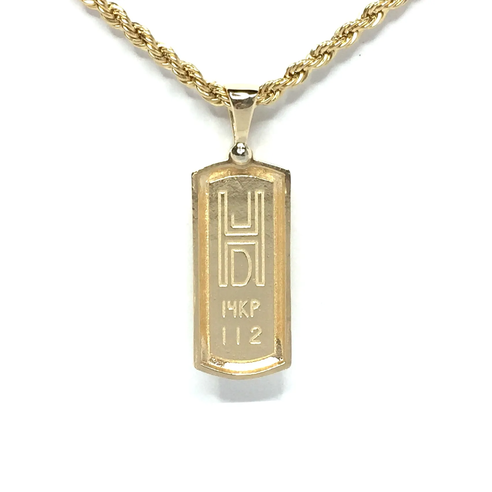 Opal Pendant Rectangle Inlaid Design with .02ct Round Diamond