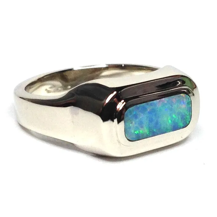 Opal Rings Rectangle Inlaid Design Lady's Ring