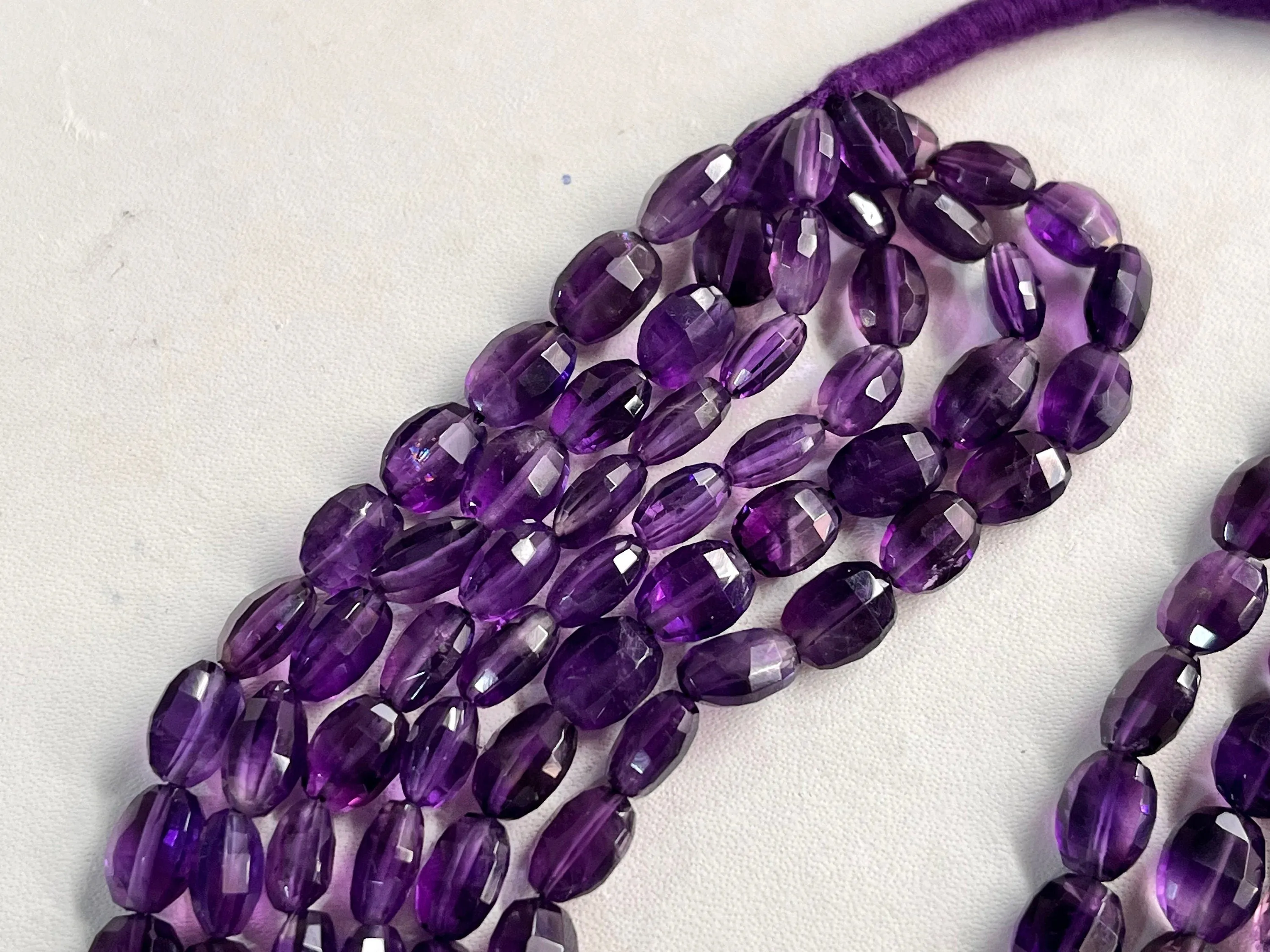 Purple Amethyst Oval Shape Step cut Beads