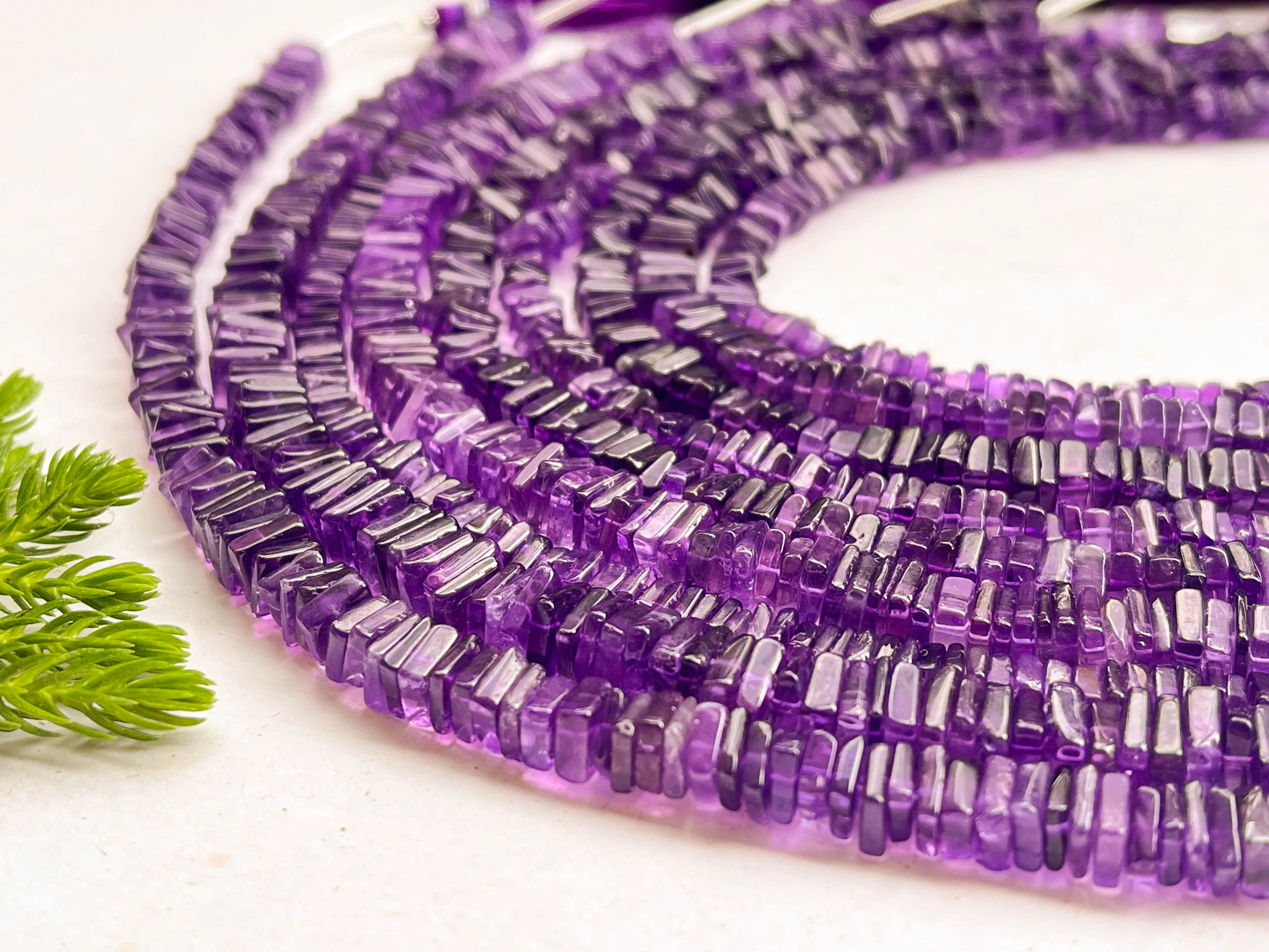 Purple Amethyst Square Heishi shape beads