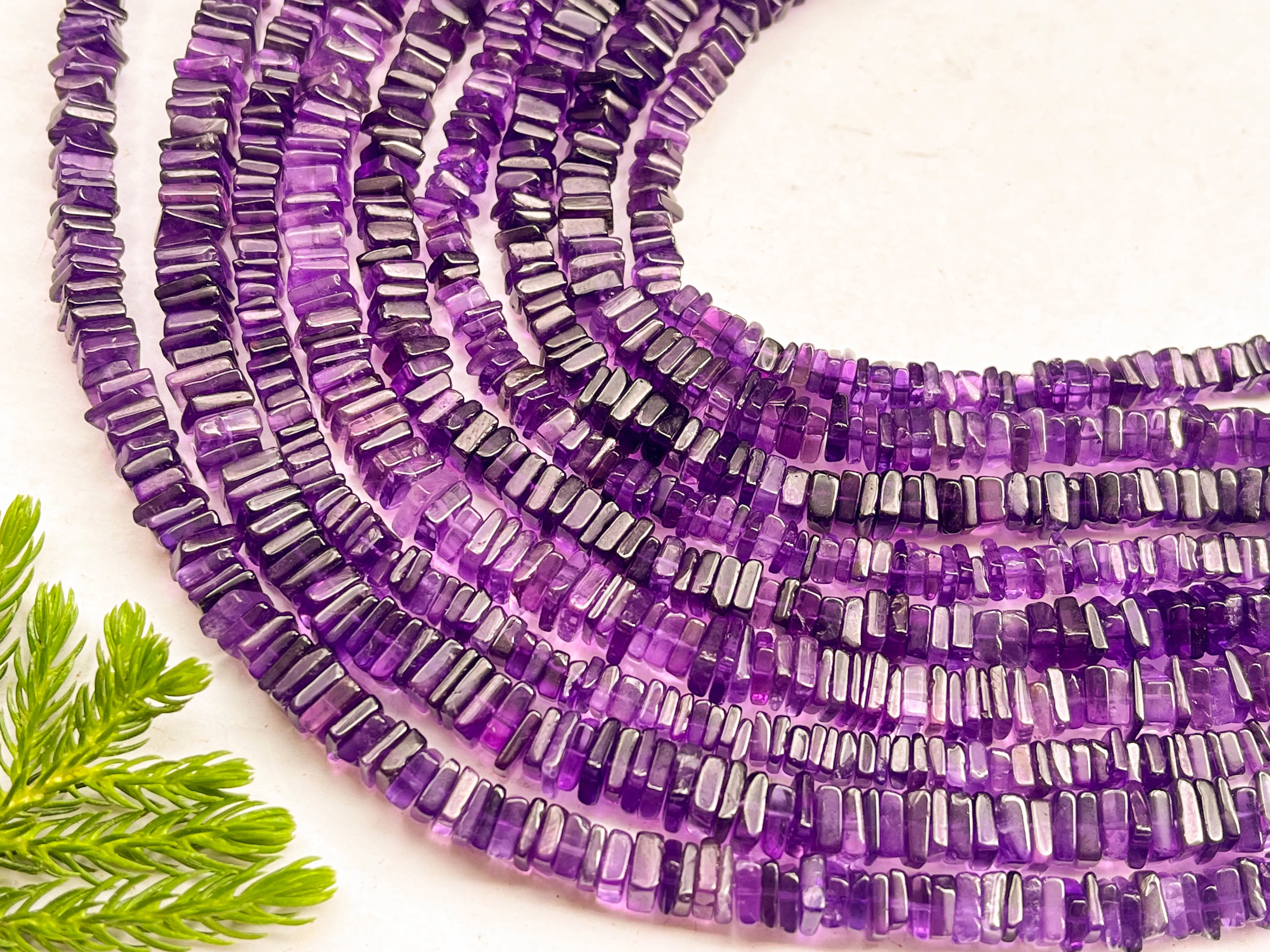 Purple Amethyst Square Heishi shape beads