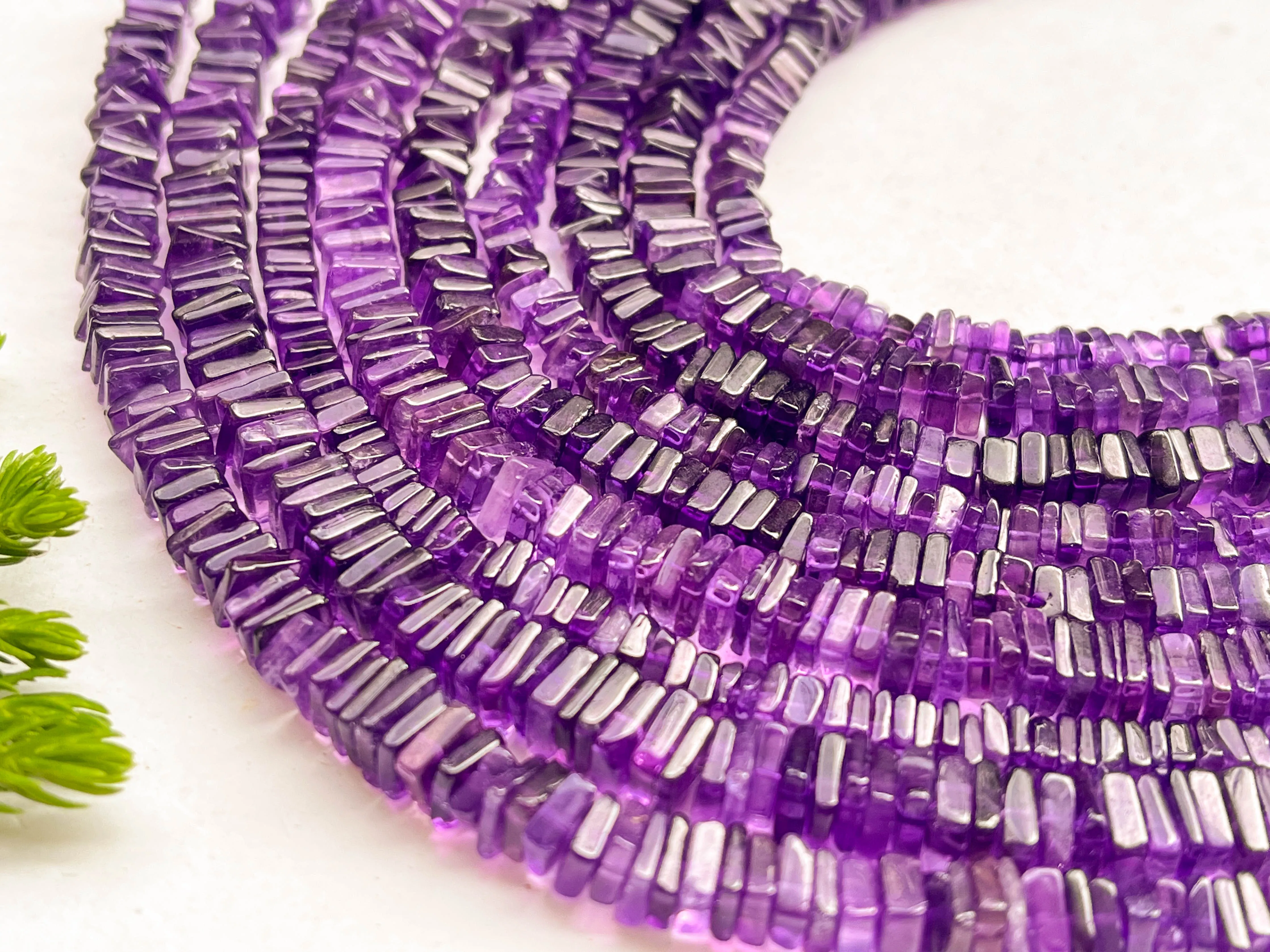 Purple Amethyst Square Heishi shape beads
