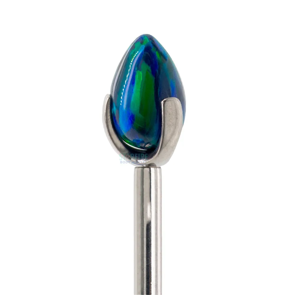 "Dragon Egg" with Opal in Prong's on Flatback