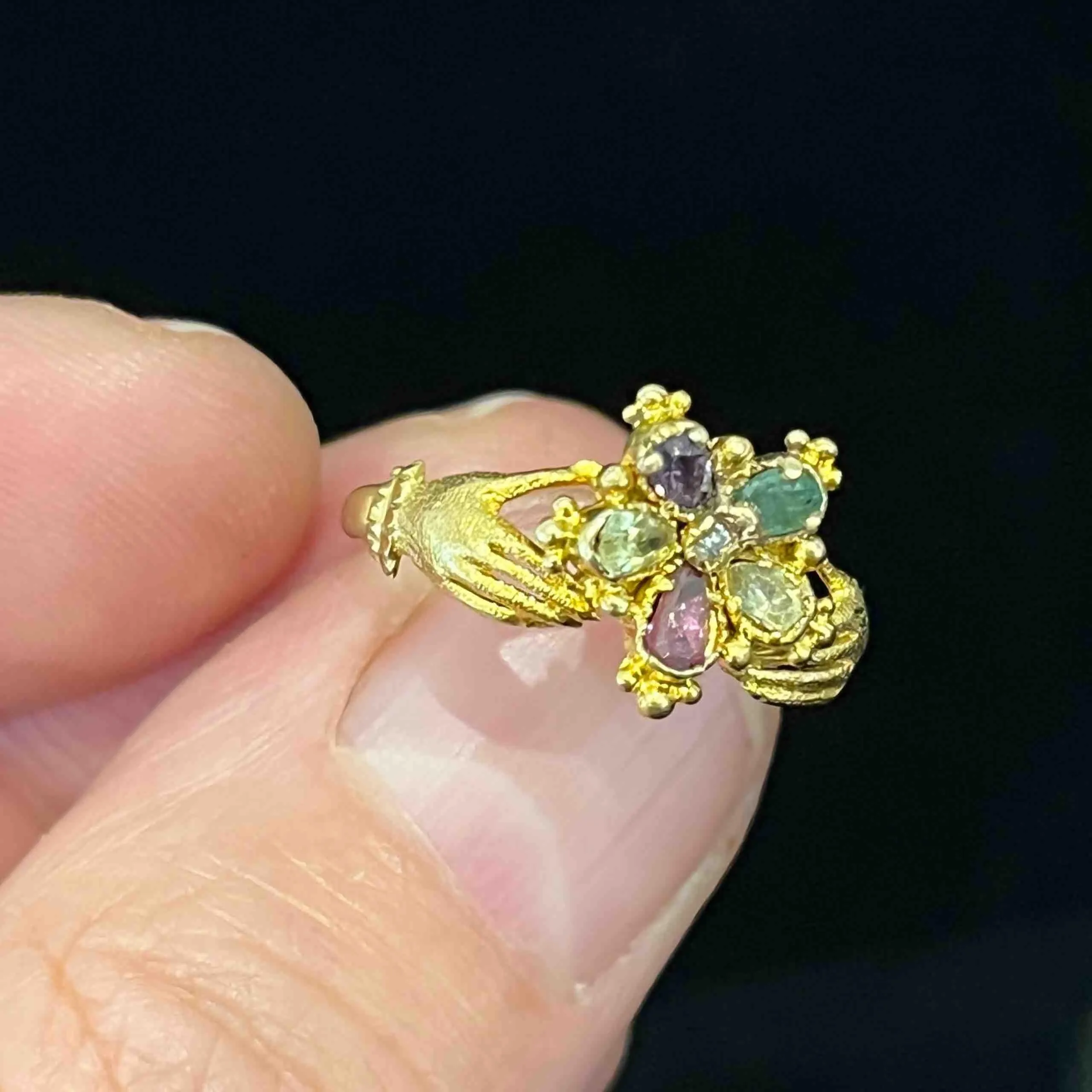 RARE Georgian 18ct Fede 'REGARD' Cluster Ring