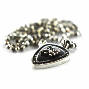 Shield & onyx & lion silver necklace