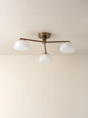 Silio - 3 light aged brass and opal flush