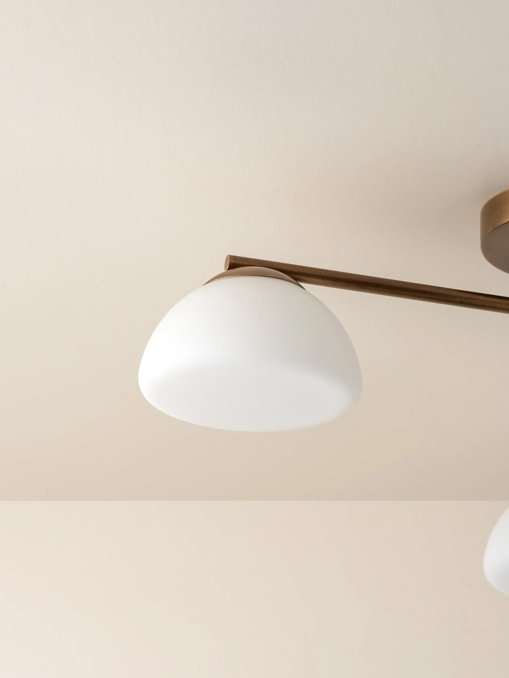 Silio - 3 light aged brass and opal flush