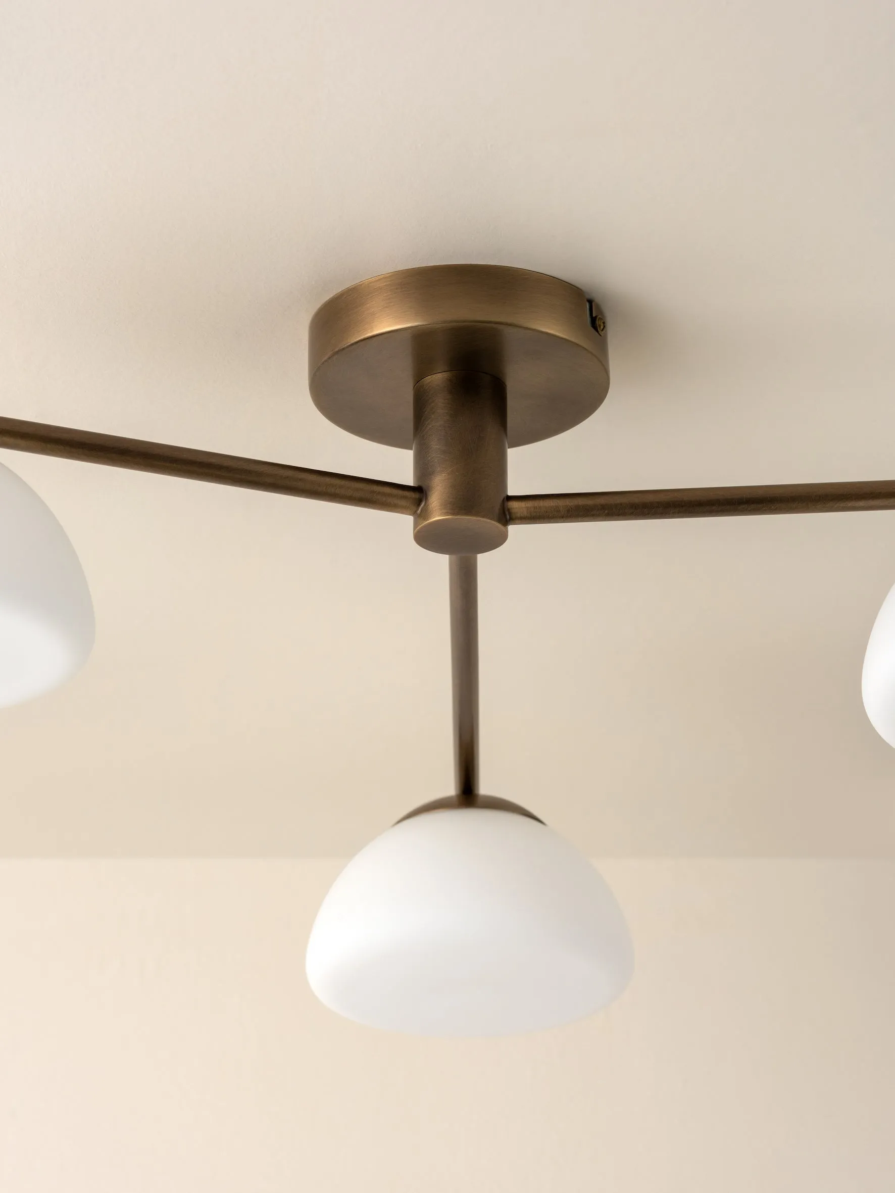 Silio - 3 light aged brass and opal flush