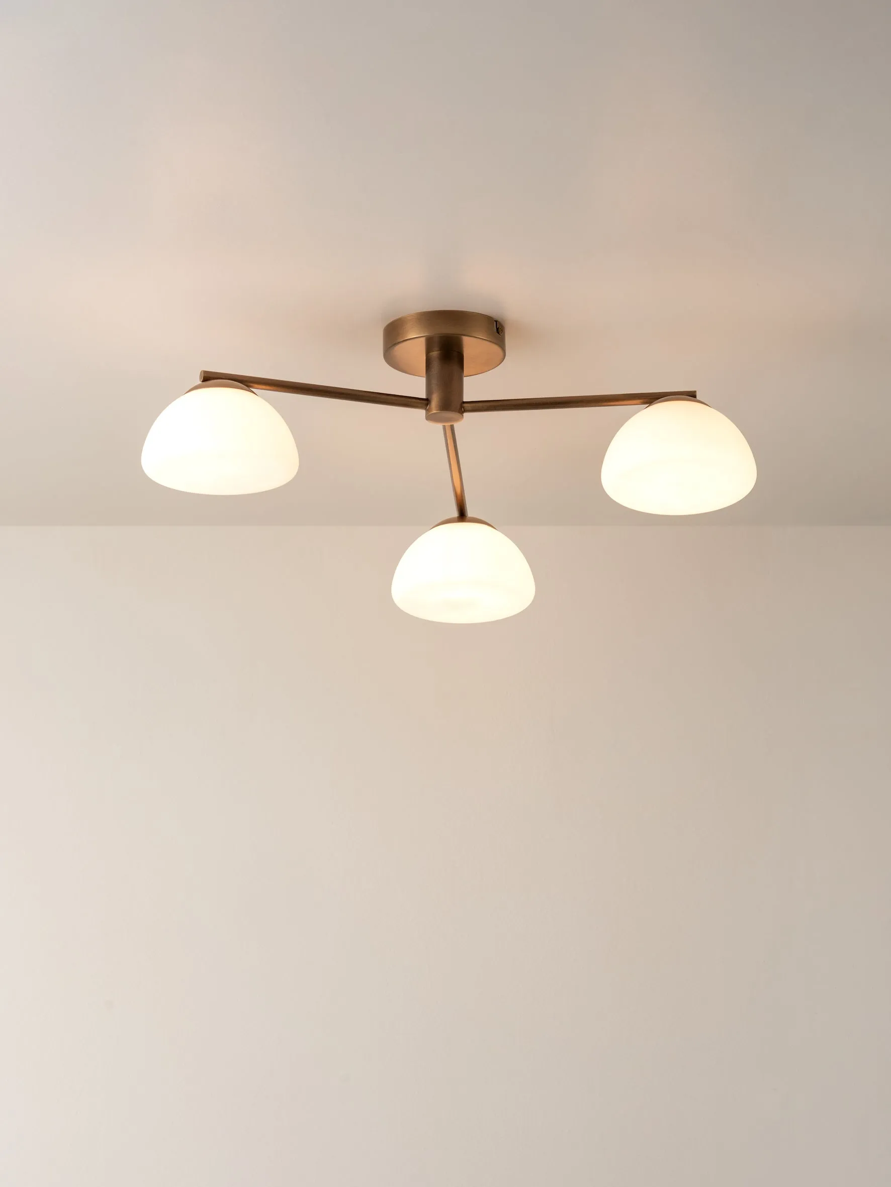 Silio - 3 light aged brass and opal flush