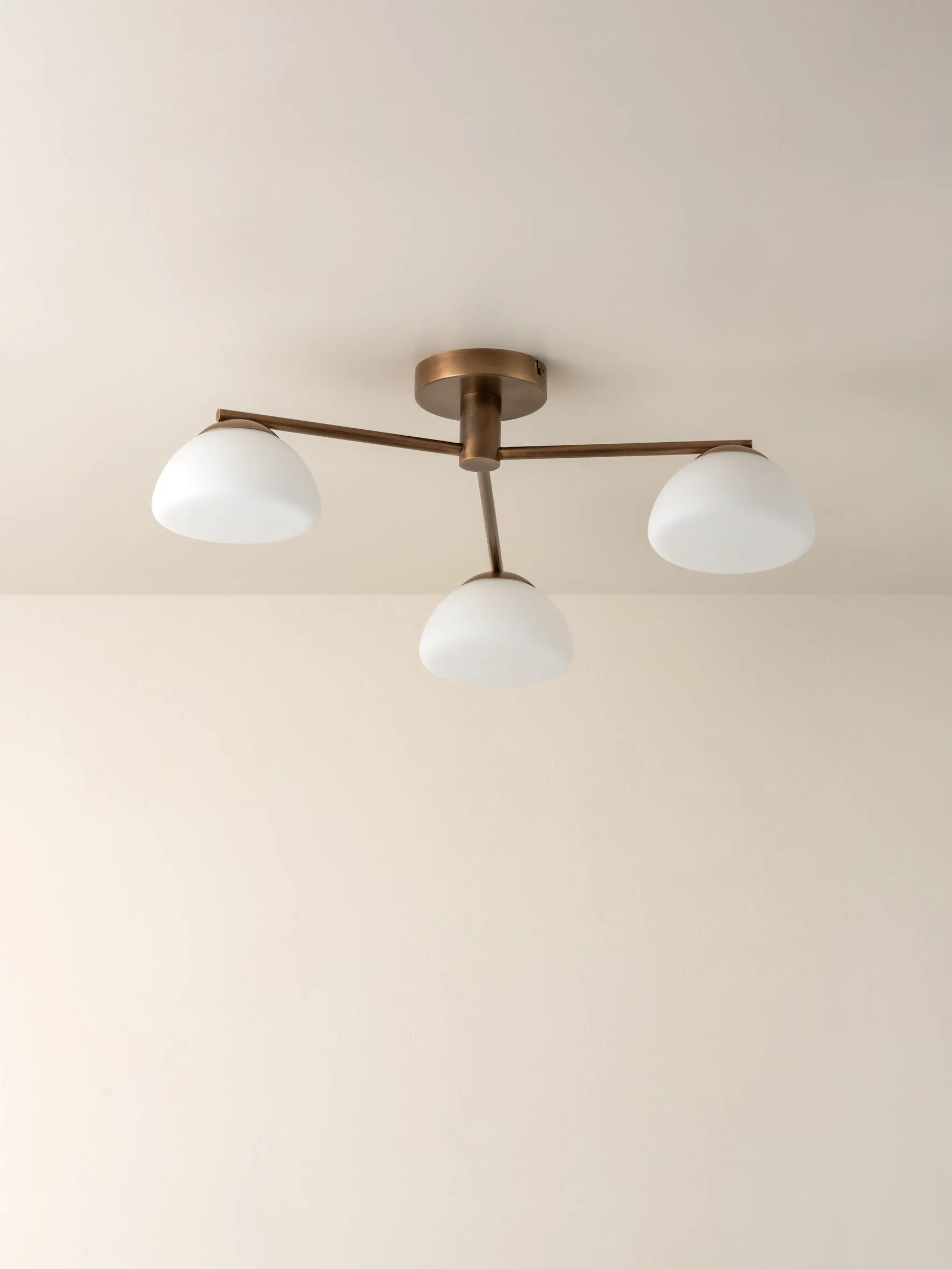 Silio - 3 light aged brass and opal flush