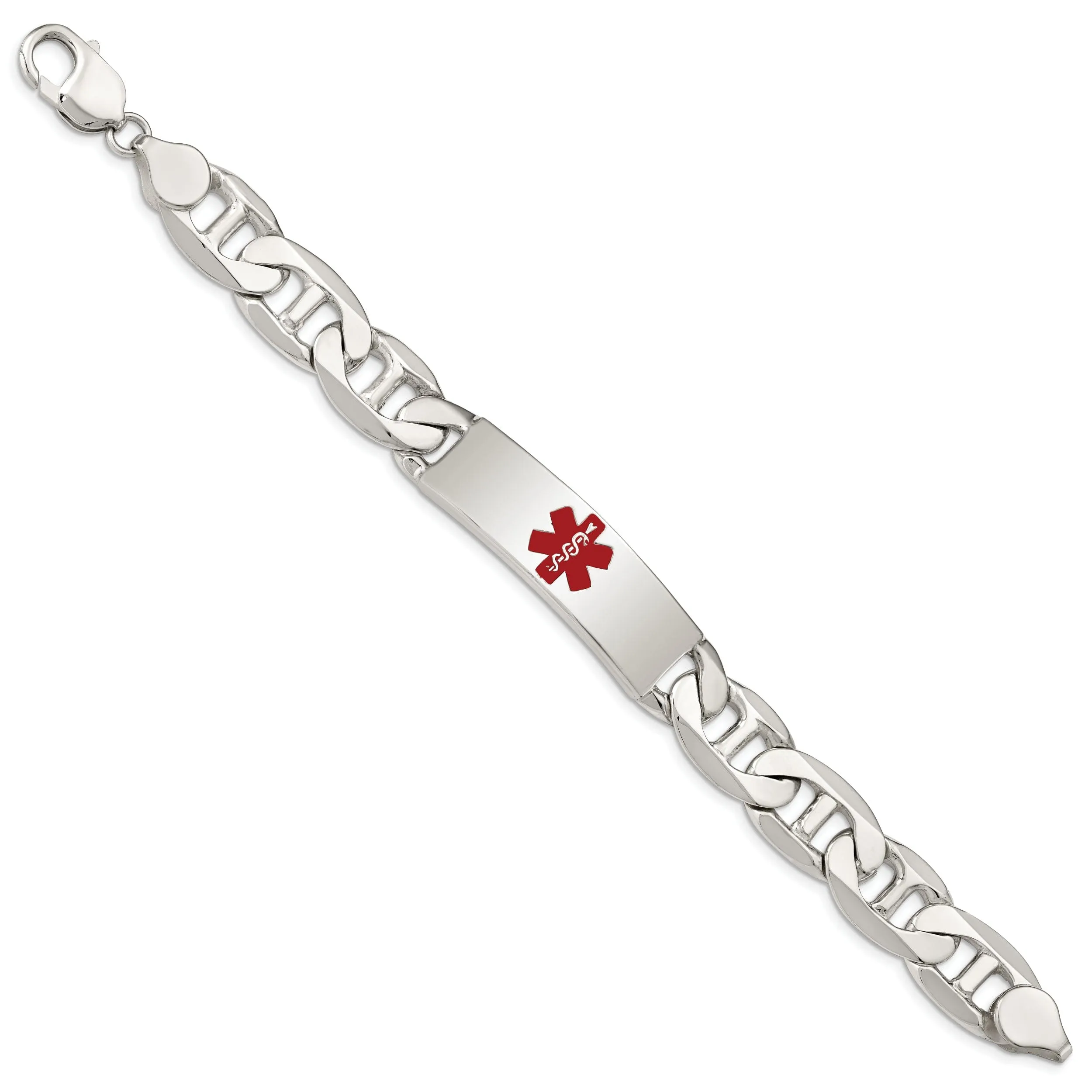 Silver 13-MM Wide Medical Anchor 7.50 inch ID Bracelet.