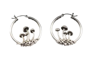 Small mushroom hoop earrings