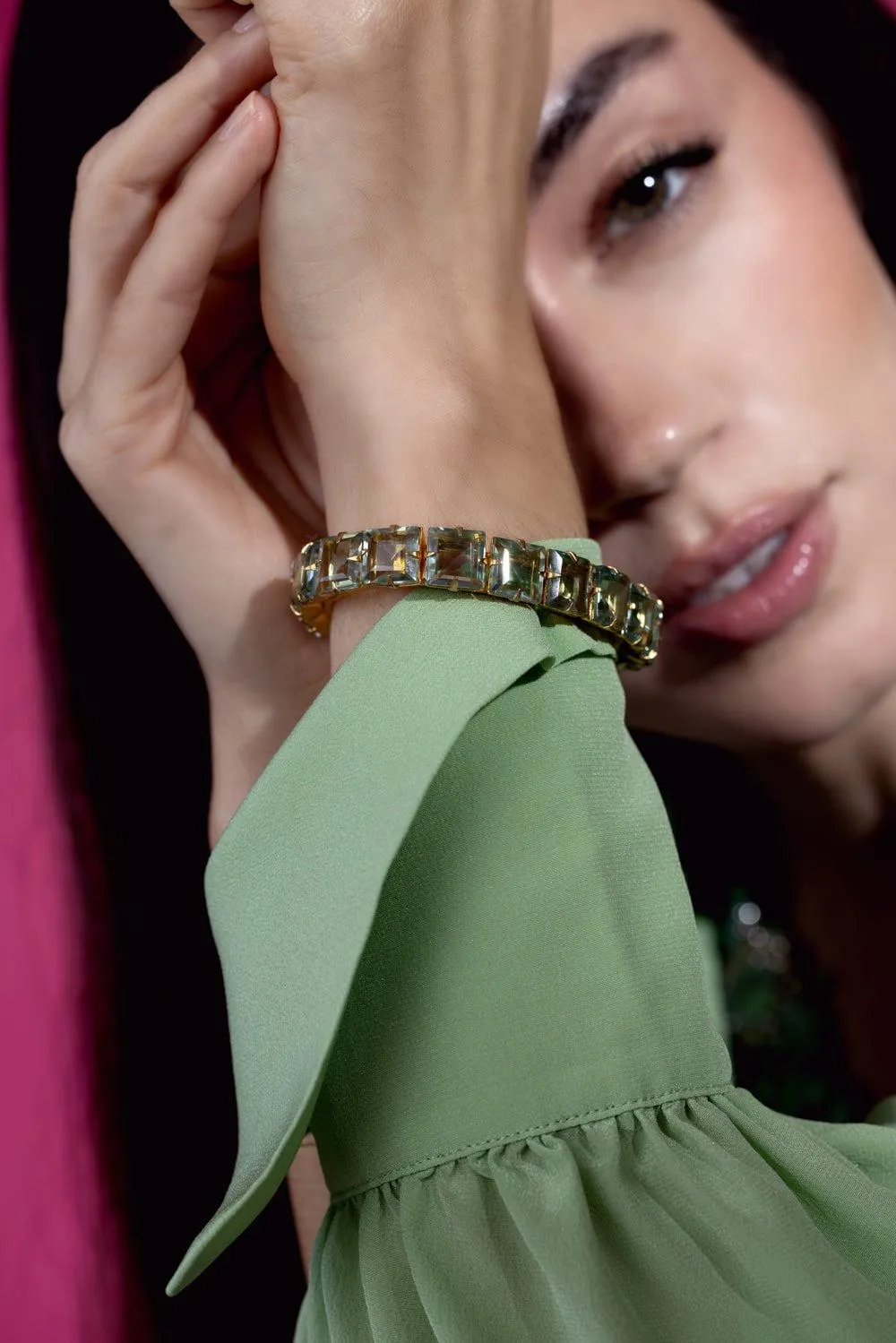 Square Amethyst Cuff Bracelet