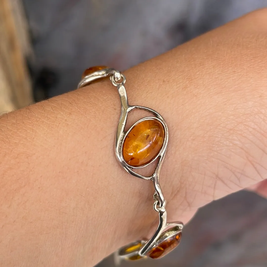 Sterling silver amber bracelet