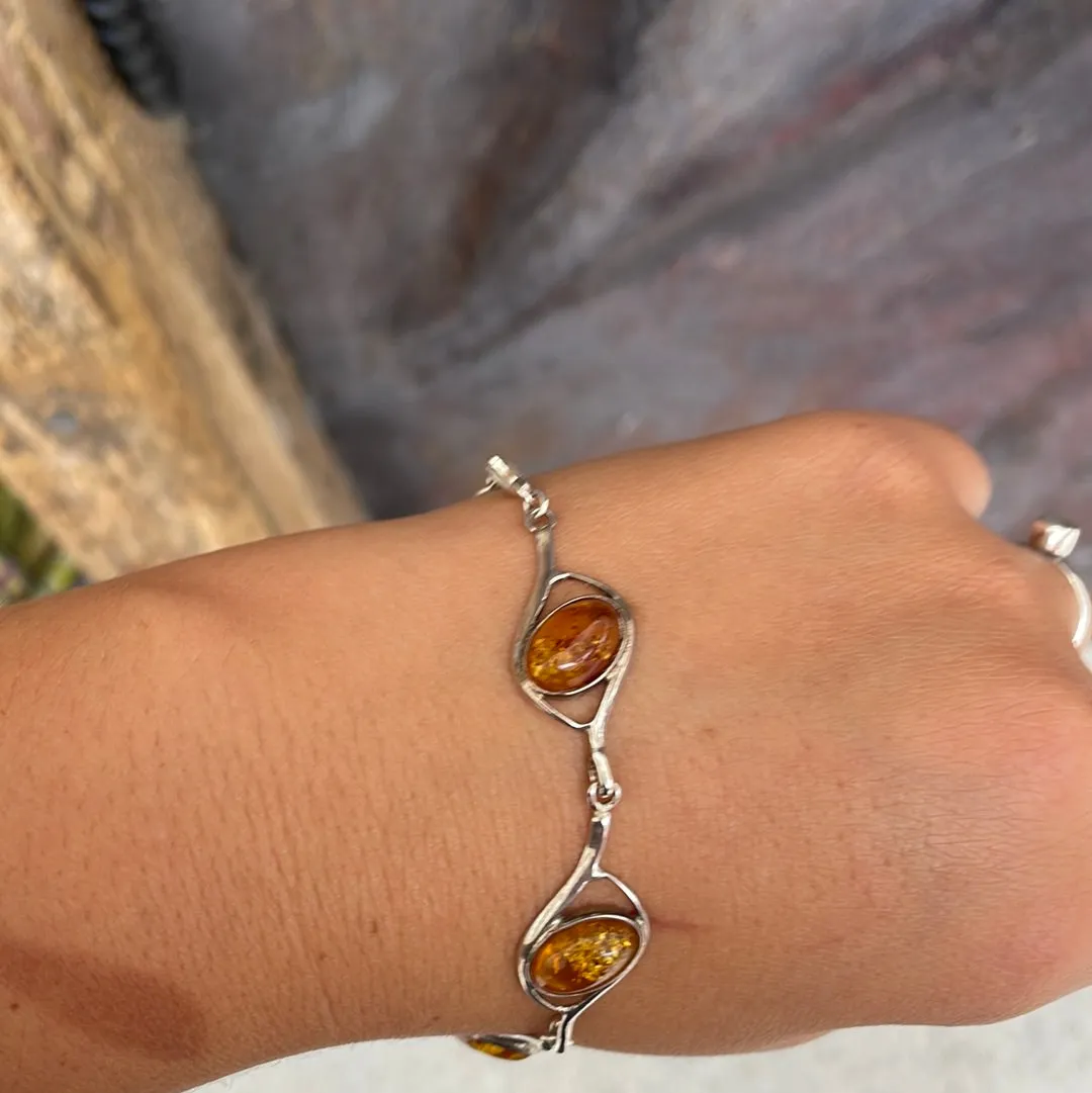 Sterling silver amber bracelet