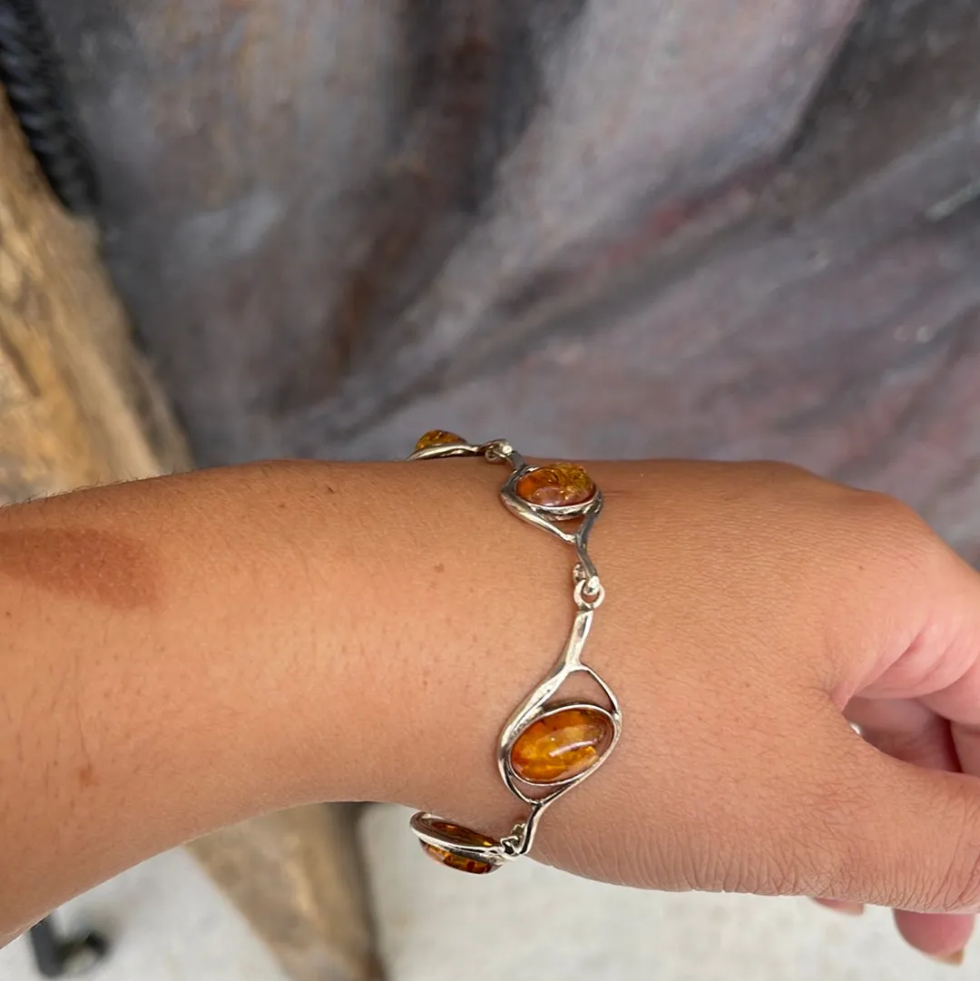 Sterling silver amber bracelet