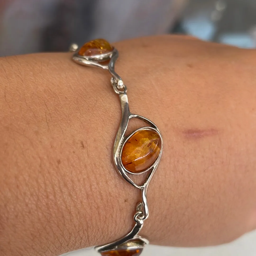 Sterling silver amber bracelet