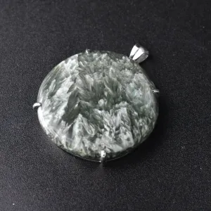 Stunning Statement Piece Green Seraphinite Silver Sterling 925 Pendant