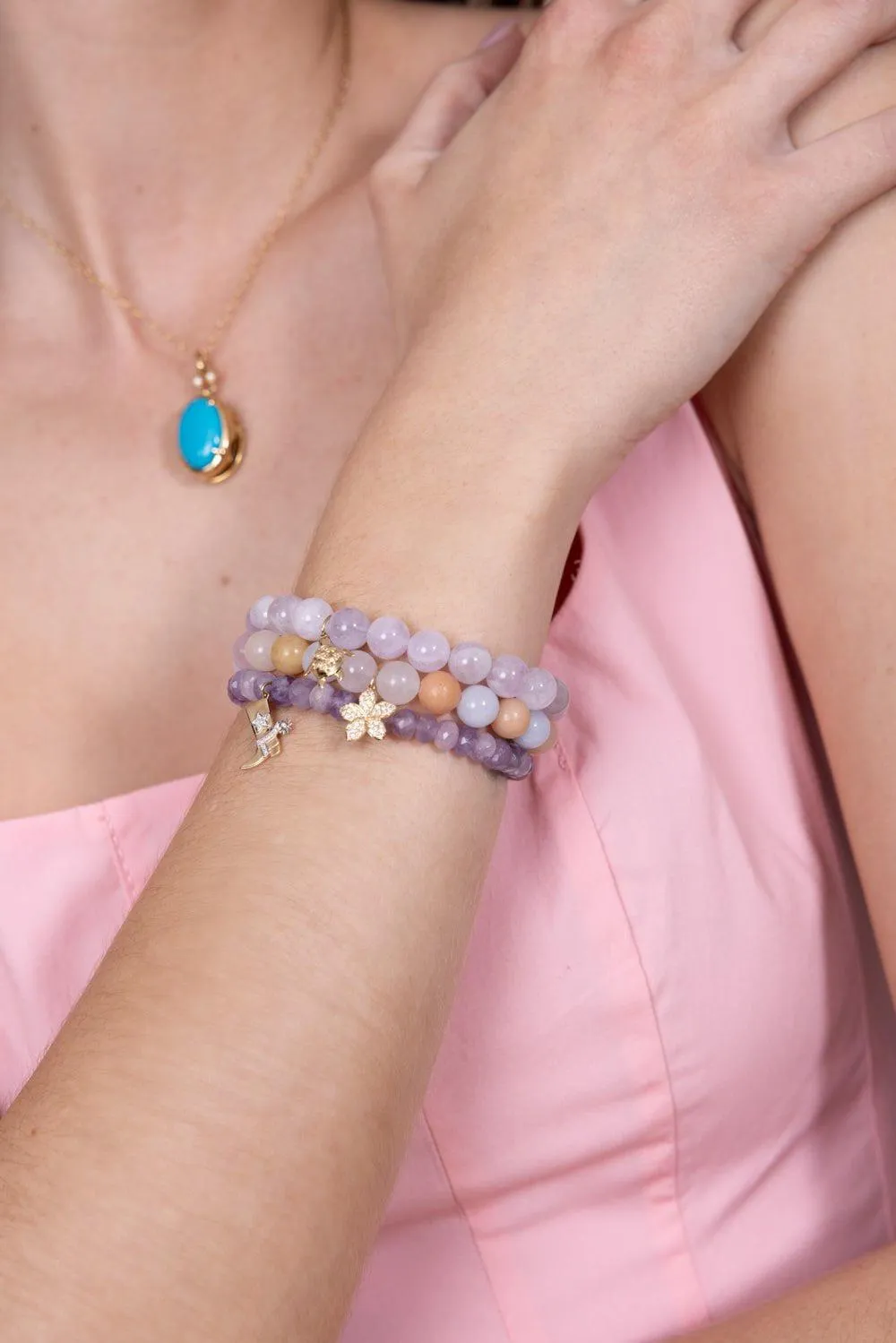 Turtle Amethyst Charm Bracelet